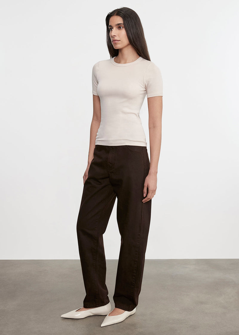 Enza Costa - Supima Cotton New Classic Short Sleeve Tee - Parchment