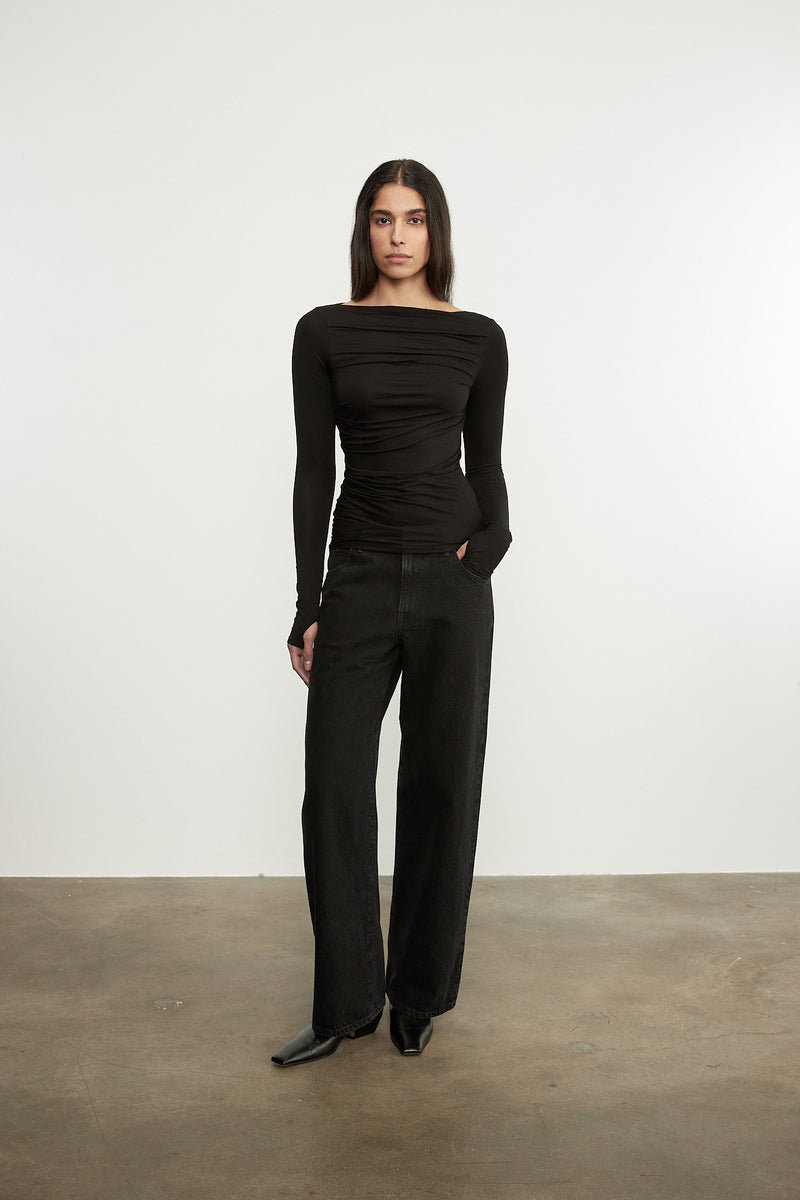 Fluid Jersey Draped Boatneck