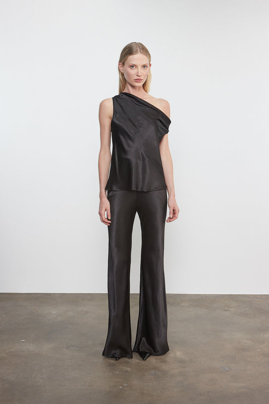 Enza Costa - Satin Bias Cut Pant - Gunmetal