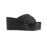 ROAM - Raffia Scoop Mid Strata Wedge - Black