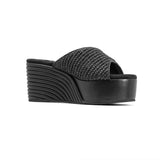ROAM - Raffia Scoop Mid Strata Wedge - Black
