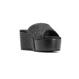 ROAM - Raffia Scoop Mid Strata Wedge - Black