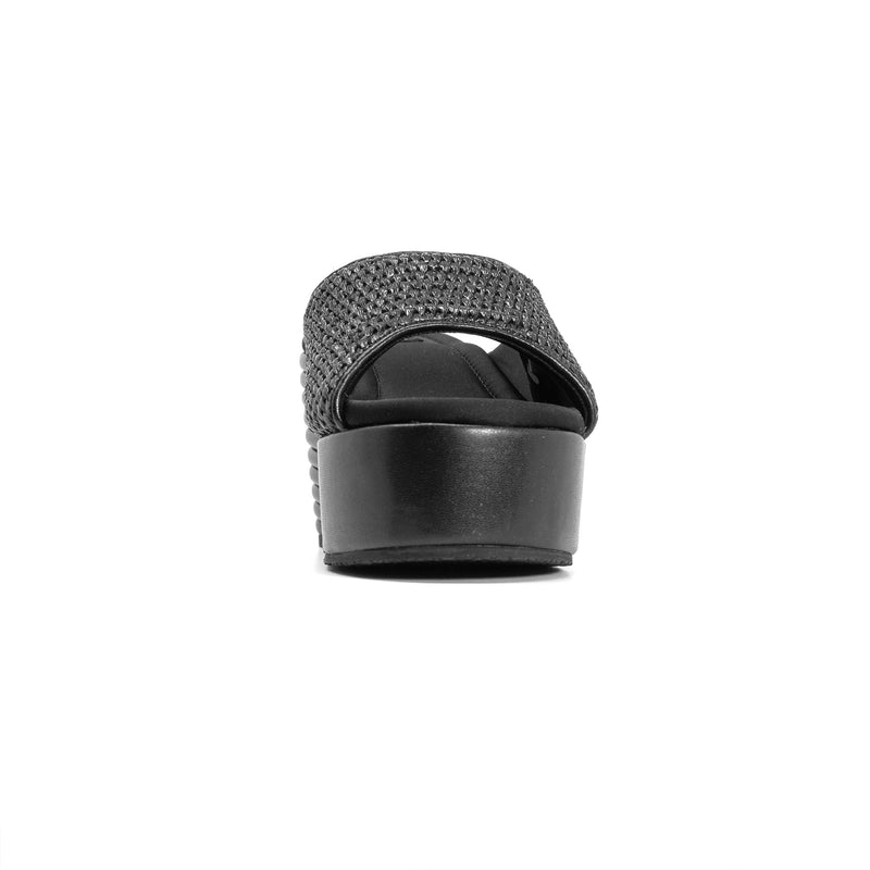 ROAM - Raffia Scoop Mid Strata Wedge - Black