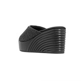 ROAM - Raffia Scoop Mid Strata Wedge - Black