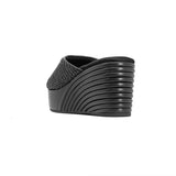 ROAM - Raffia Scoop Mid Strata Wedge - Black