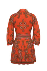Cara Cara Raya Mini Dress in Sierra Paisley Orange - Back