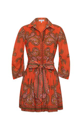 Cara Cara Raya Mini Dress in Sierra Paisley Orange - Front