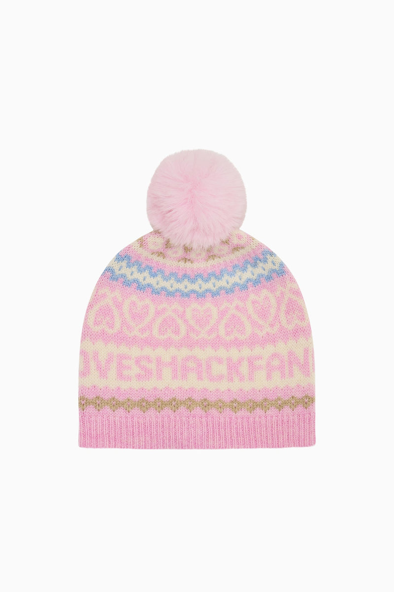 LoveShackFancy - Sanibel Wool Fair Isle Beanie - Peach Dream