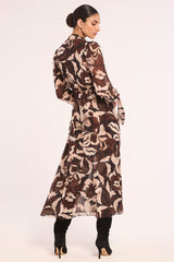 Wilma Dress in Chocolate Swirl on model, detail