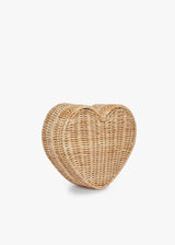 Sisal Heart Wicker Straw Clutch Bag
