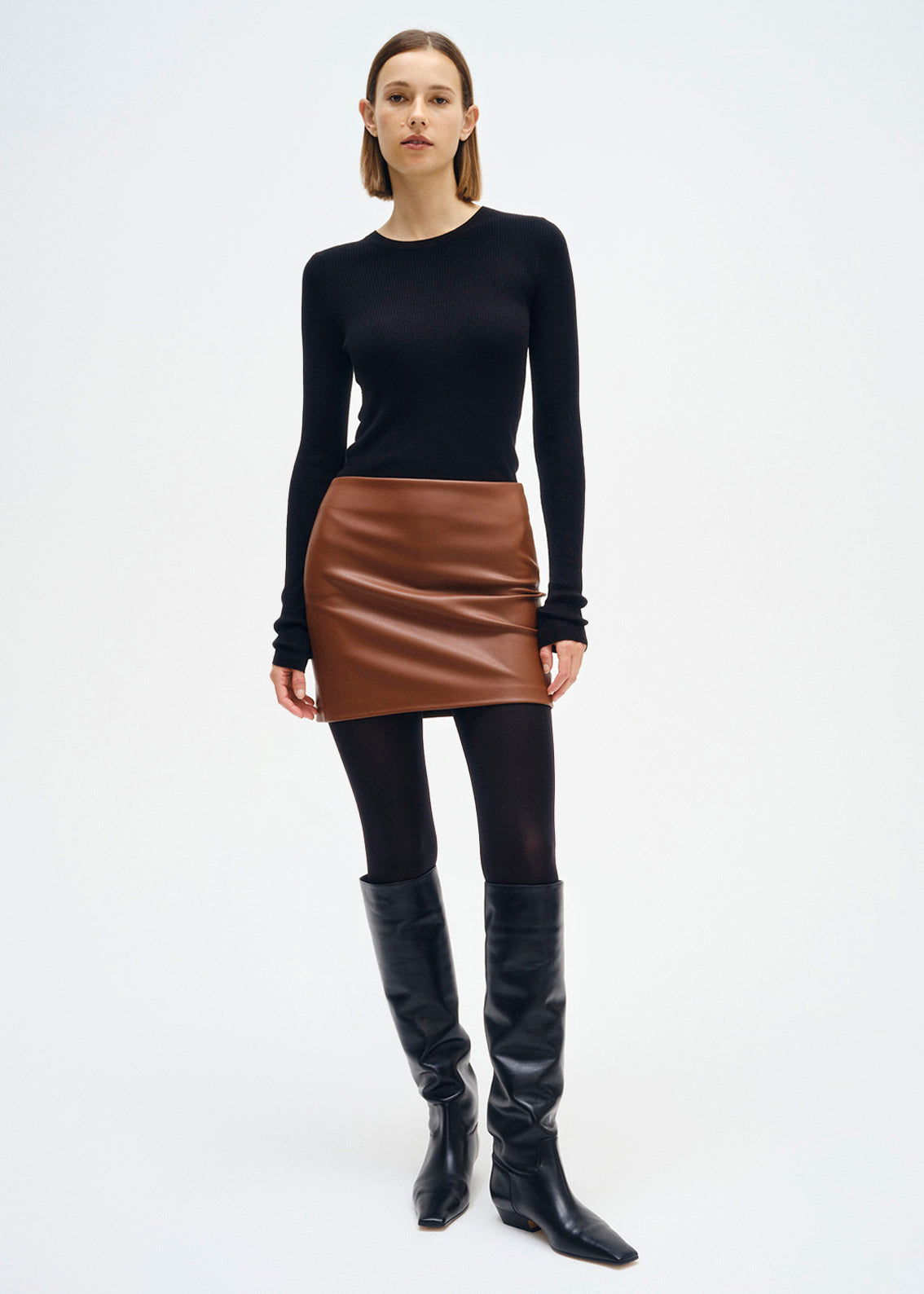 Enza Costa - Leather Mini Skirt - Nutshell