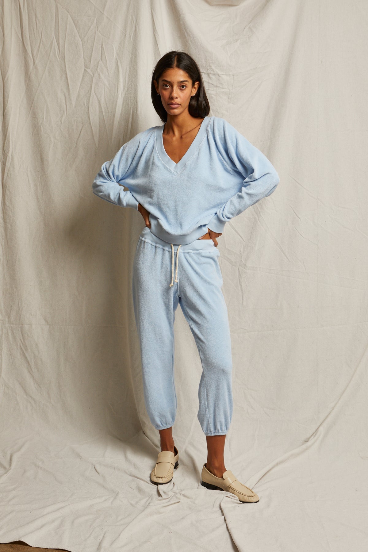 PerfectWhiteTee - Gogo Loop Terry Jogger - Sky Blue