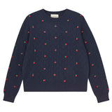 Jumper 1234 - Cashmere Fancy Floral Crew - Navy
