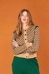 Graphic Sport Block Check Cardigan