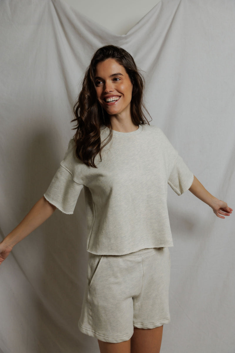 T323-Ezra - dry french terry short sleeve sweatshirt 
