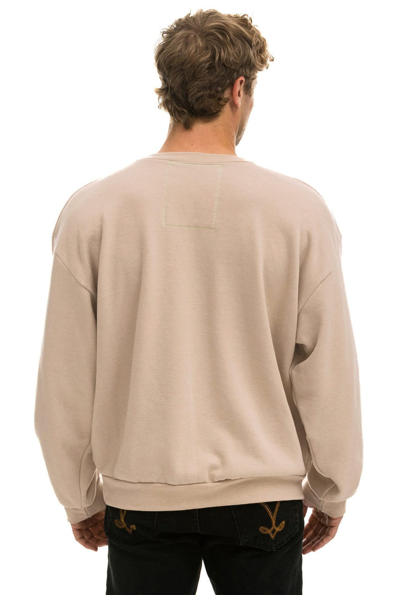5 Stripe Relaxed Crew Sweatshirt in Sand