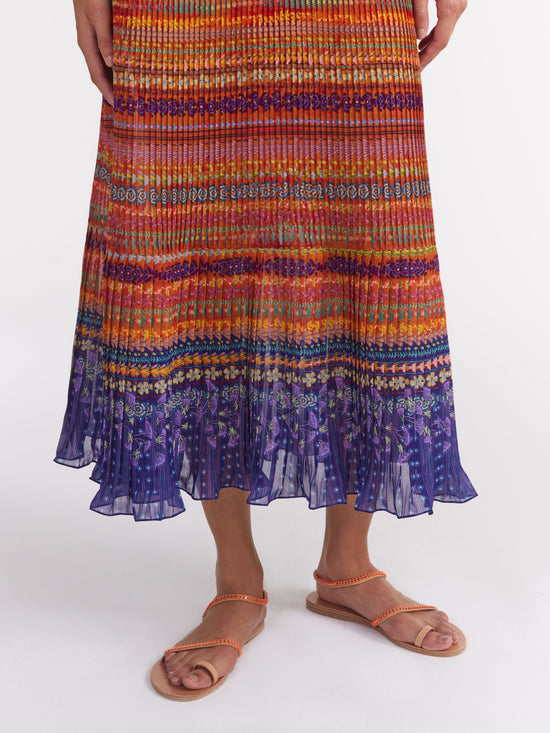 Saloni - Veronica B Dress in Papyrus Stripe