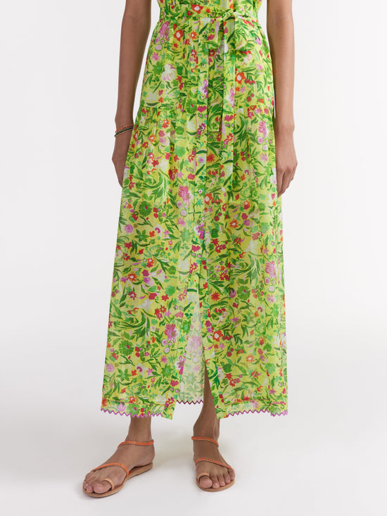 Saloni - Bettie B Dress in Bouquet Lime Embroidery