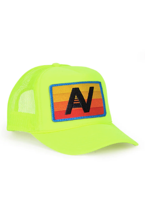 Aviator Nation - Logo Rainbow Vintage Trucker Hat - Neon Yellow