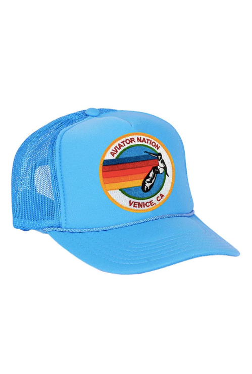 Aviator Nation - Signature Logo Vintage Trucker Hat - Neon Blue