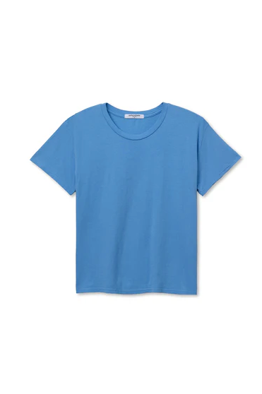 PerfectWhiteTee - Harley Cotton Boxy Crewneck Tee - Pacific Blue