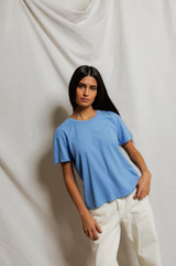 PerfectWhiteTee - Harley Cotton Boxy Crewneck Tee - Pacific Blue
