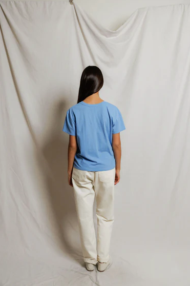 PerfectWhiteTee - Harley Cotton Boxy Crewneck Tee - Pacific Blue