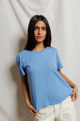 PerfectWhiteTee - Harley Cotton Boxy Crewneck Tee - Pacific Blue