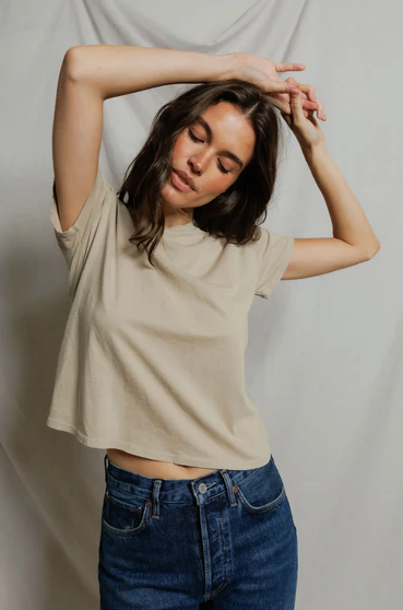 PerfectWhiteTee - Harley Cotton Boxy Crewneck Tee - Driftwood
