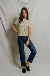 PerfectWhiteTee - Harley Cotton Boxy Crewneck Tee - Driftwood