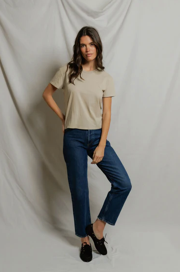 PerfectWhiteTee - Harley Cotton Boxy Crewneck Tee - Driftwood
