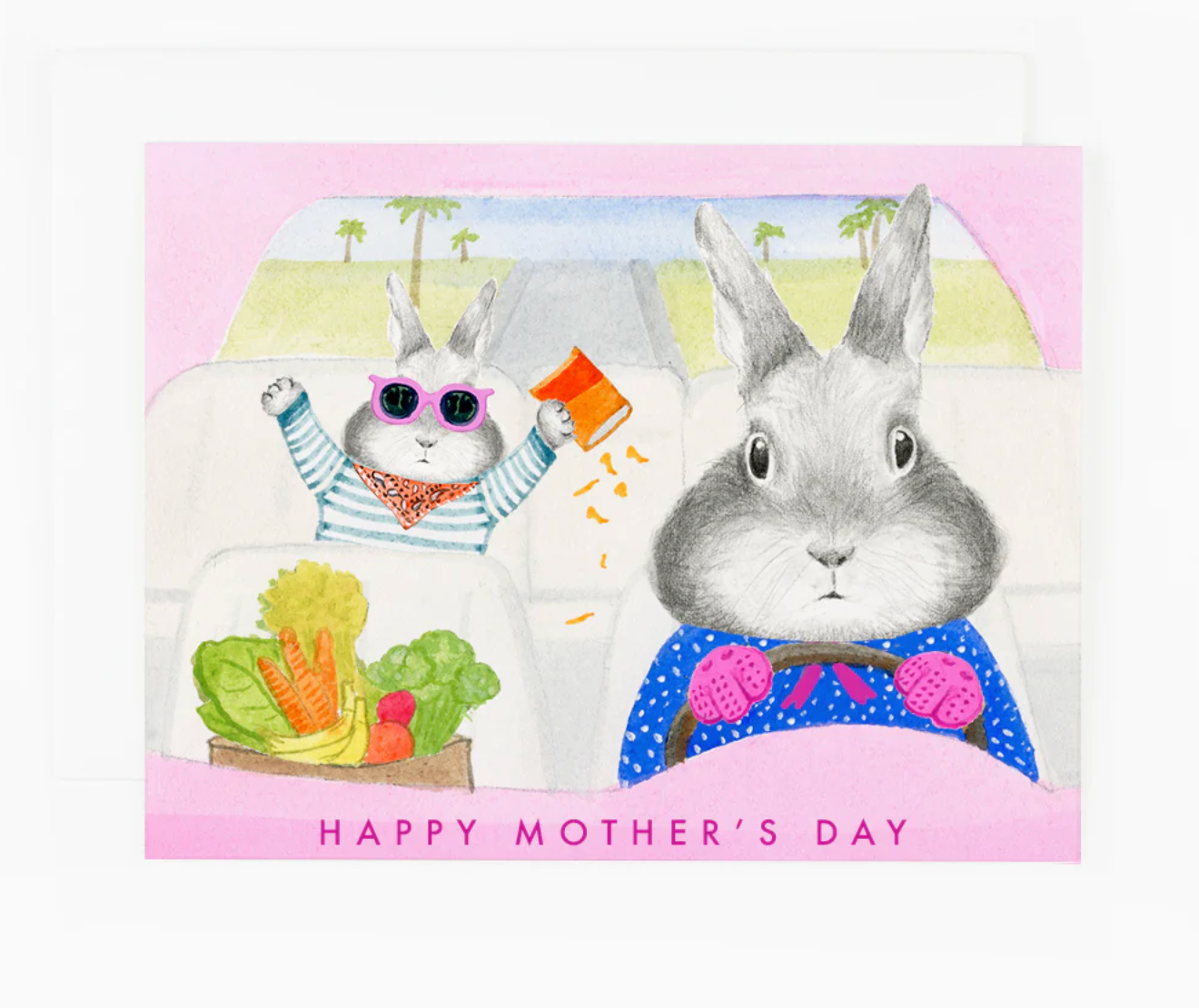 Mom Bunny Driving Greeting Card