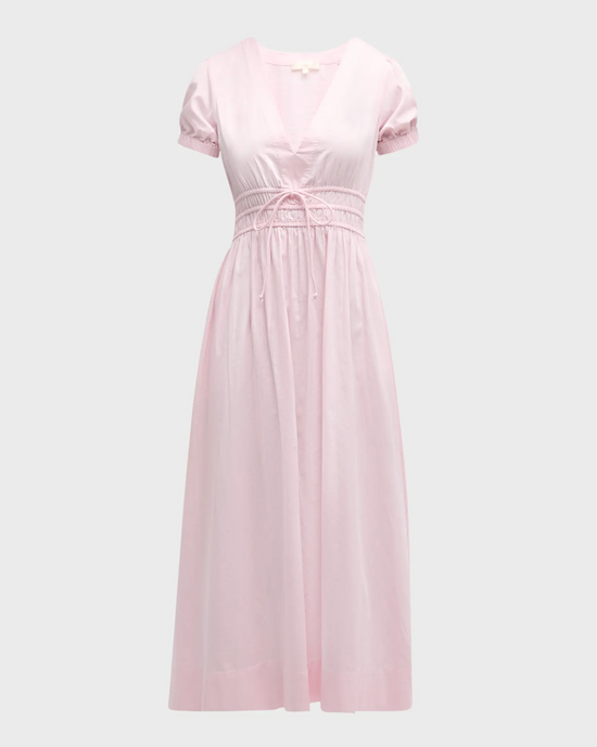 LoveShackFancy Sabela Cotton Midi Dress, Pink Lotus