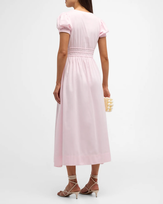 LoveShackFancy Sabela Cotton Midi Dress, Pink Lotus