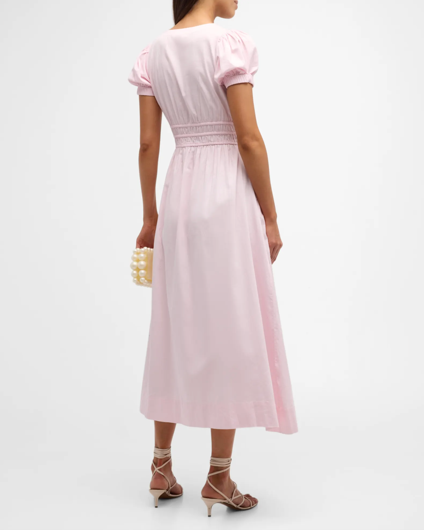 LoveShackFancy Sabela Cotton Midi Dress, Pink Lotus