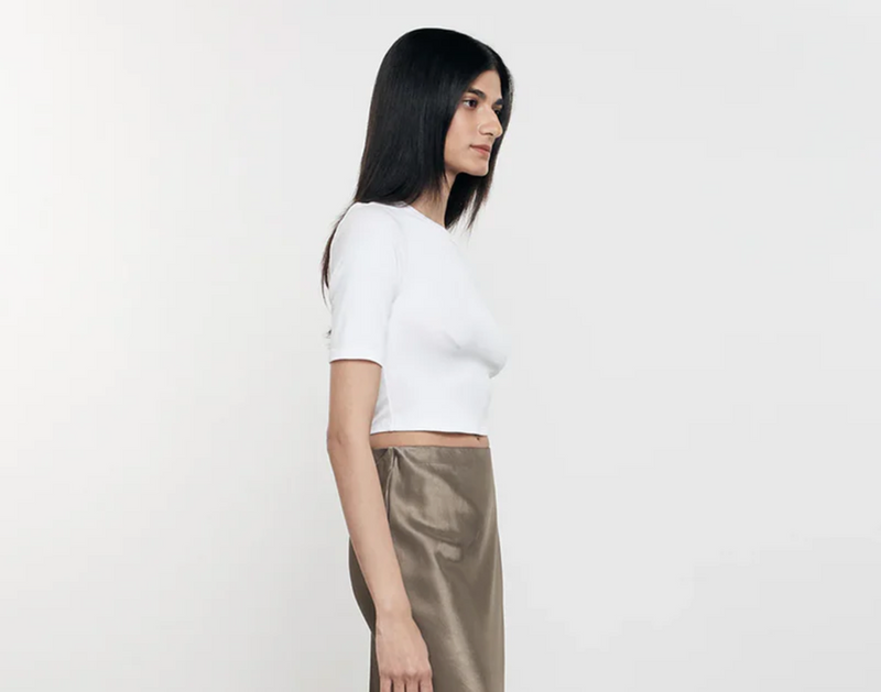 Enza Costa - Silk Knit Half Sleeve Crew - White
