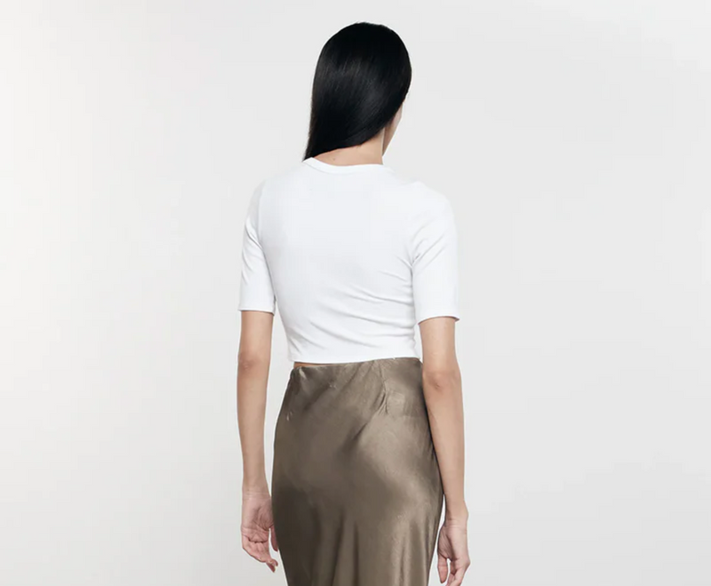 Enza Costa - Silk Knit Half Sleeve Crew - White