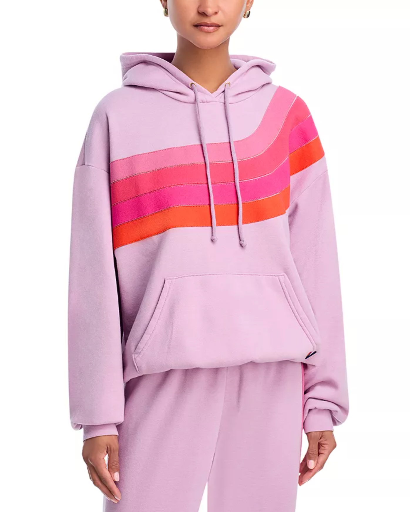 Aviator Nation - Wave Stripe 4 Pullover Hoodie Relaxed - Mauve