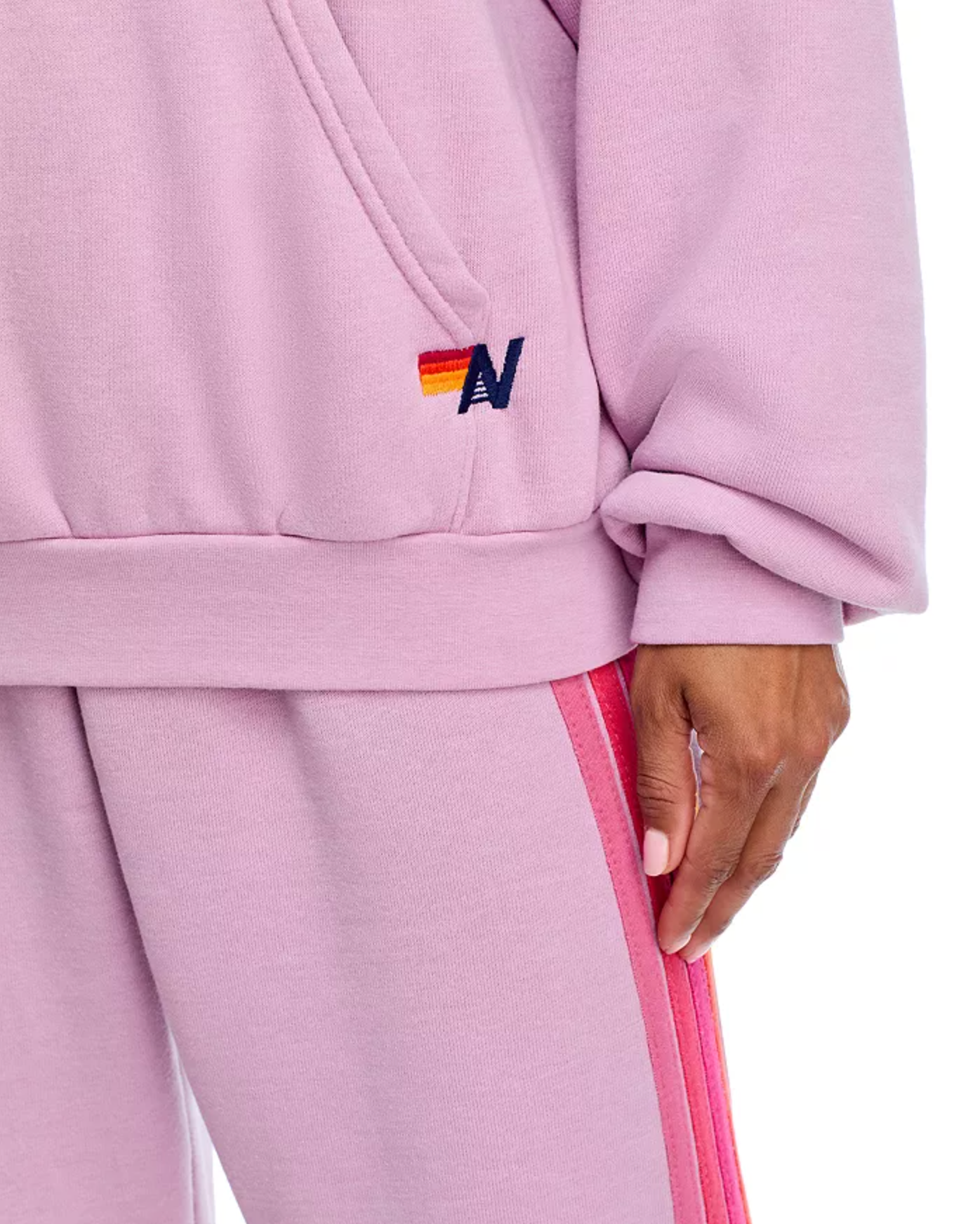 Aviator Nation - Wave Stripe 4 Pullover Hoodie Relaxed - Mauve / Magenta Orange