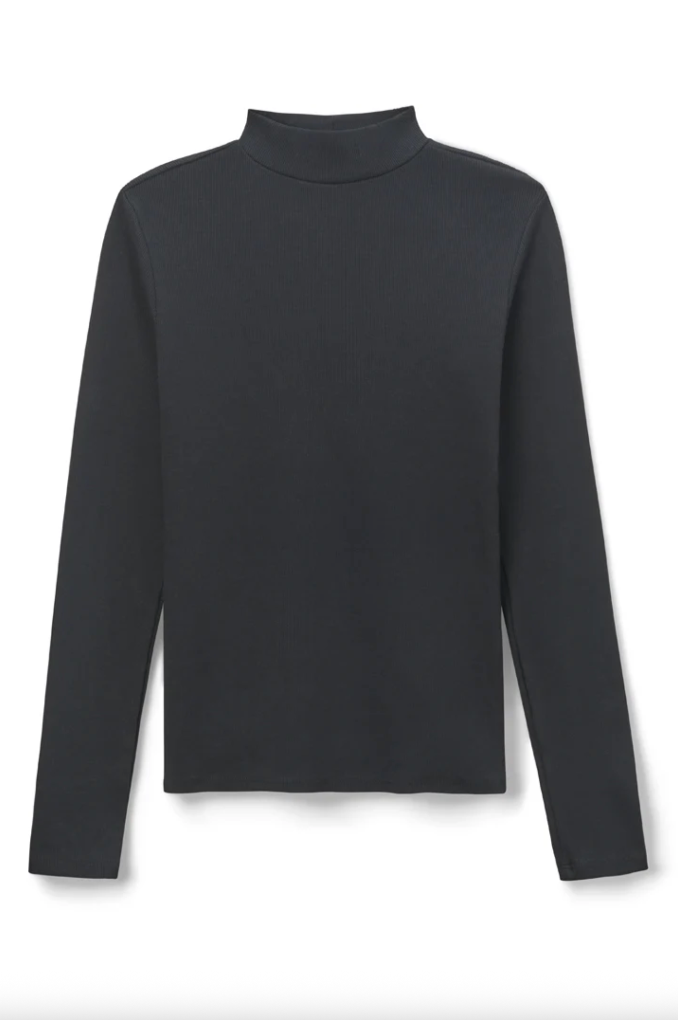 PerfectWhiteTee - Lauryn Rib Mock Neck Long Sleeve - True Black