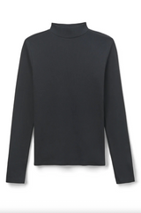 PerfectWhiteTee - Lauryn Rib Mock Neck Long Sleeve - True Black