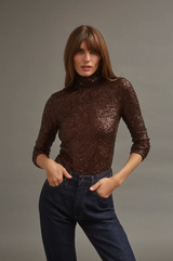 Cara Cara - Piper Top - Brown Sequin