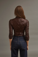 Cara Cara - Piper Top - Brown Sequin