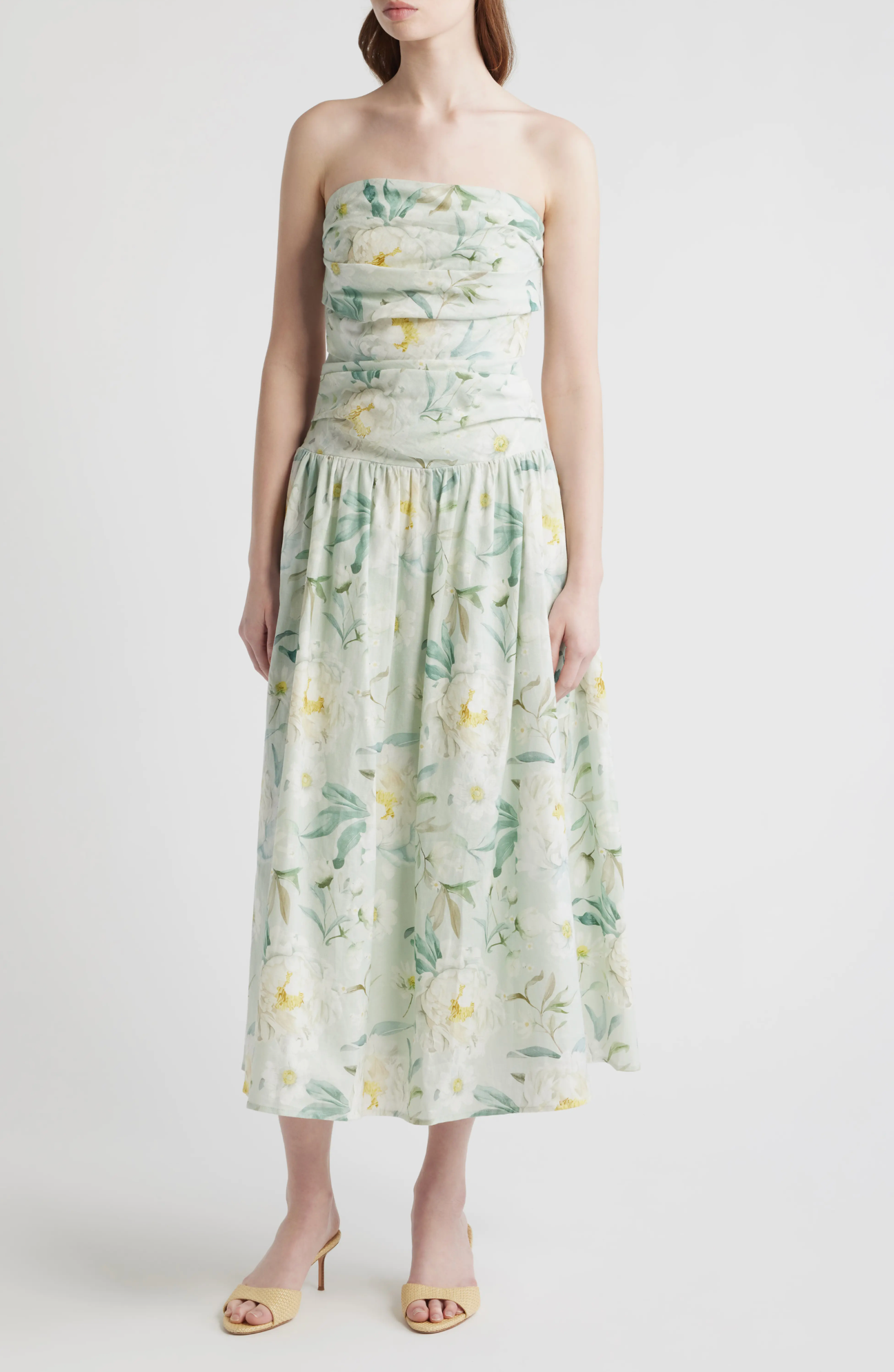 En Saison - Marlowe Midi Dress - Sage White Yellow