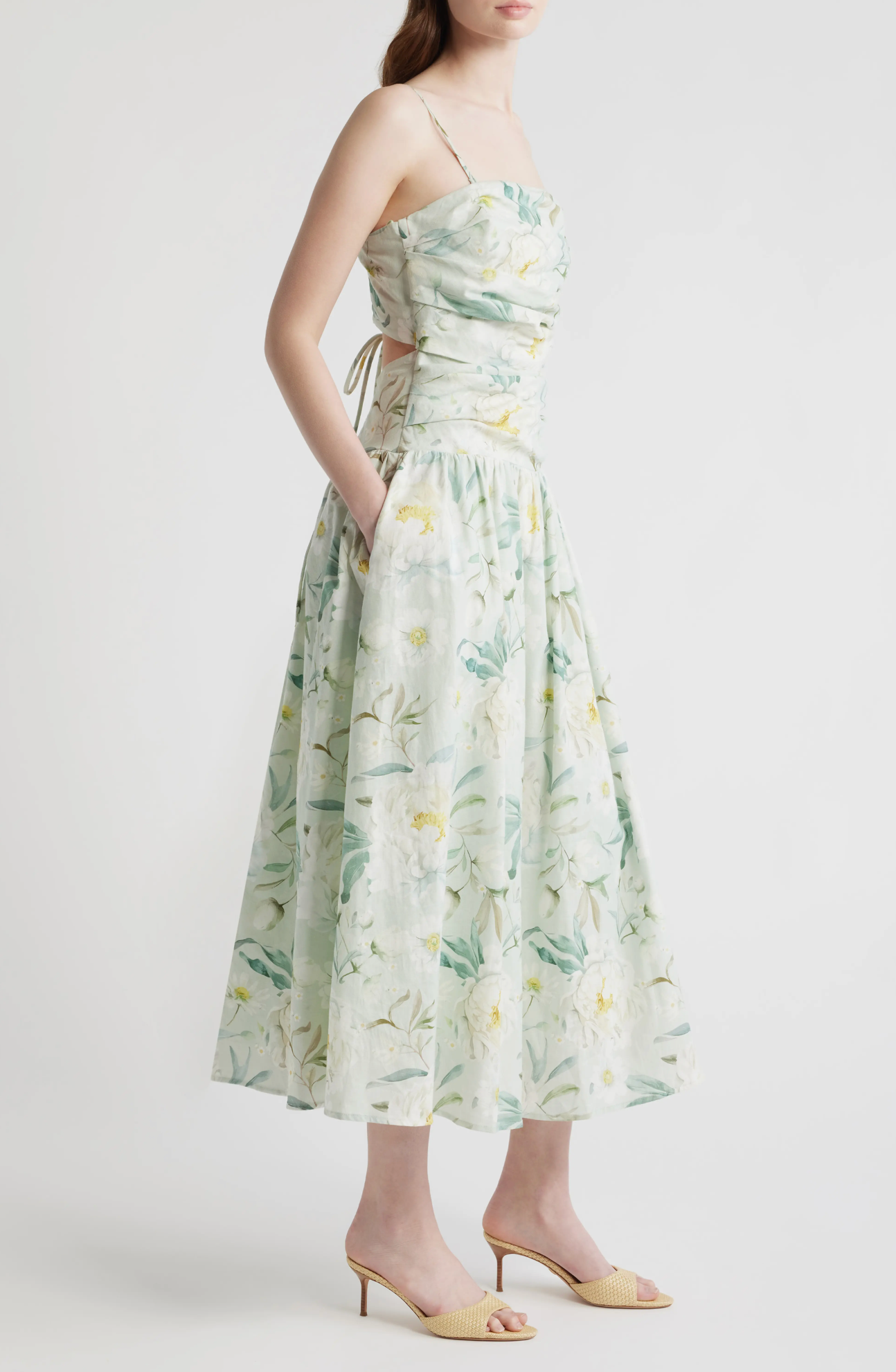 En Saison - Marlowe Midi Dress - Sage White Yellow