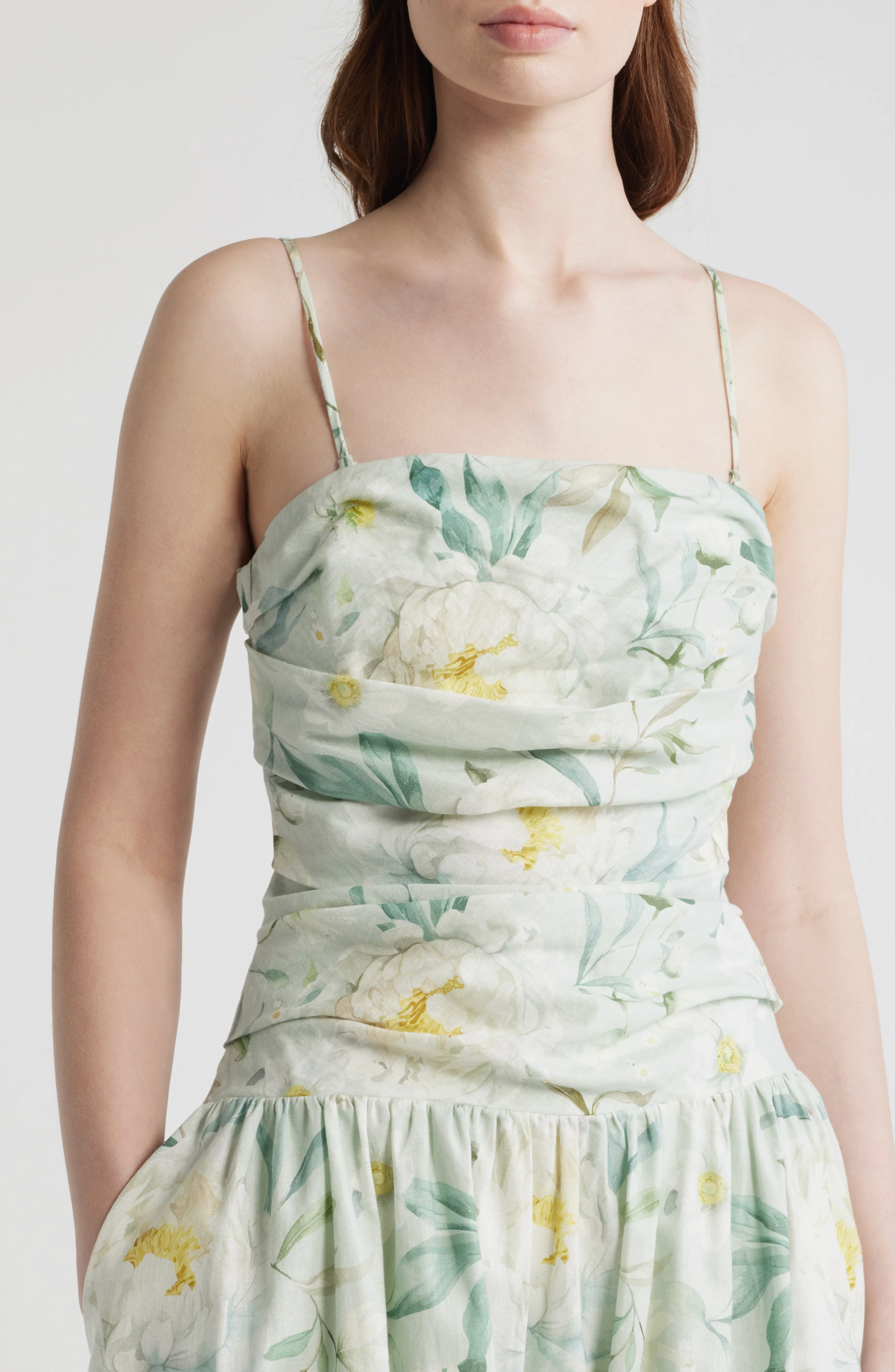 En Saison - Marlowe Midi Dress - Sage White Yellow