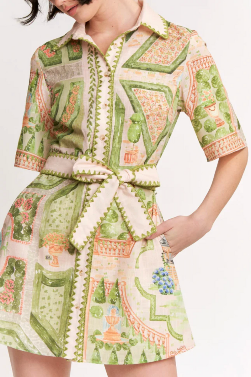 En Saison - Sariyah Shirt Dress - Ivory Olive Multi