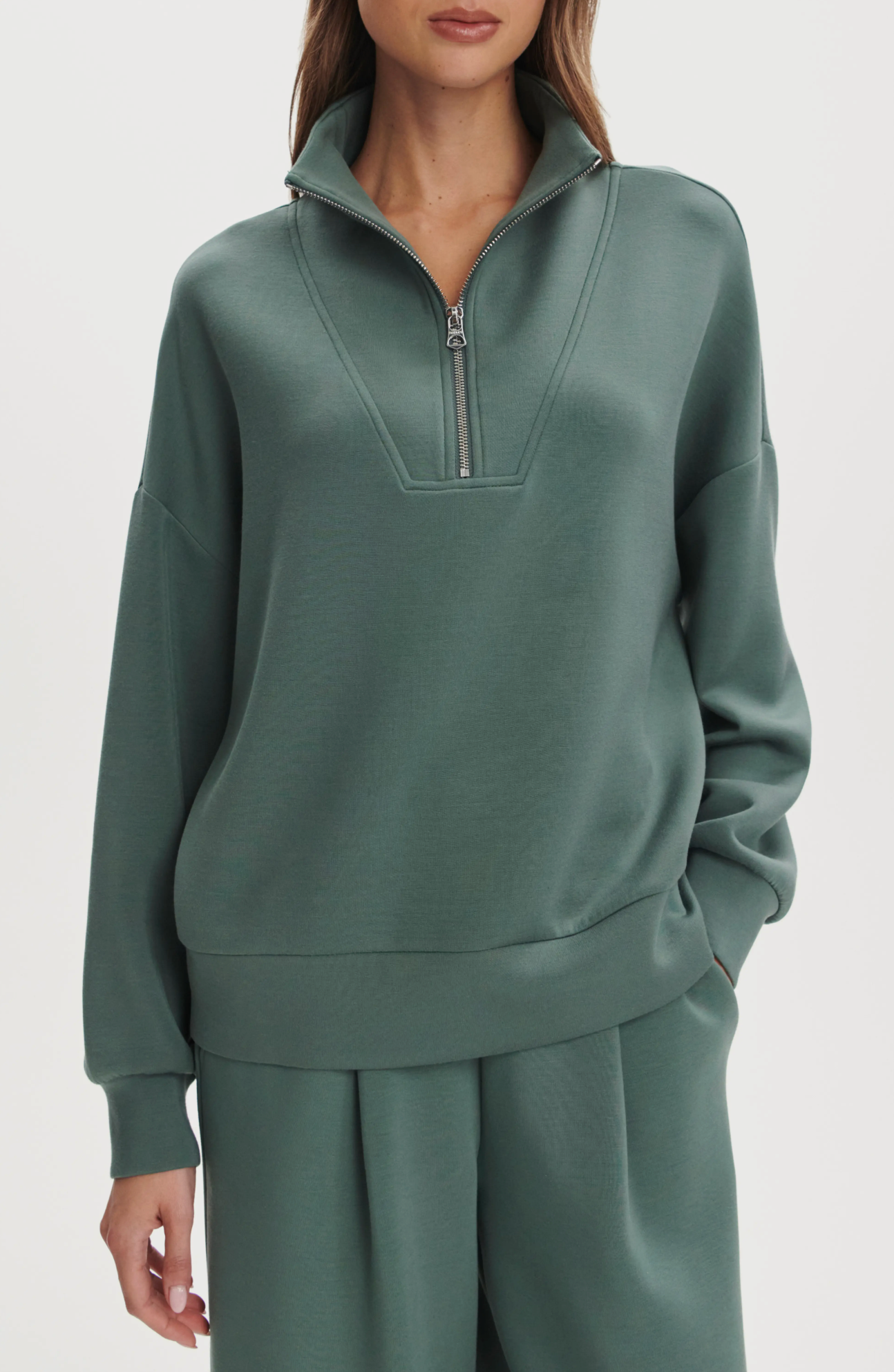 Varley - Hawley Half Zip Sweat - Dark Forest