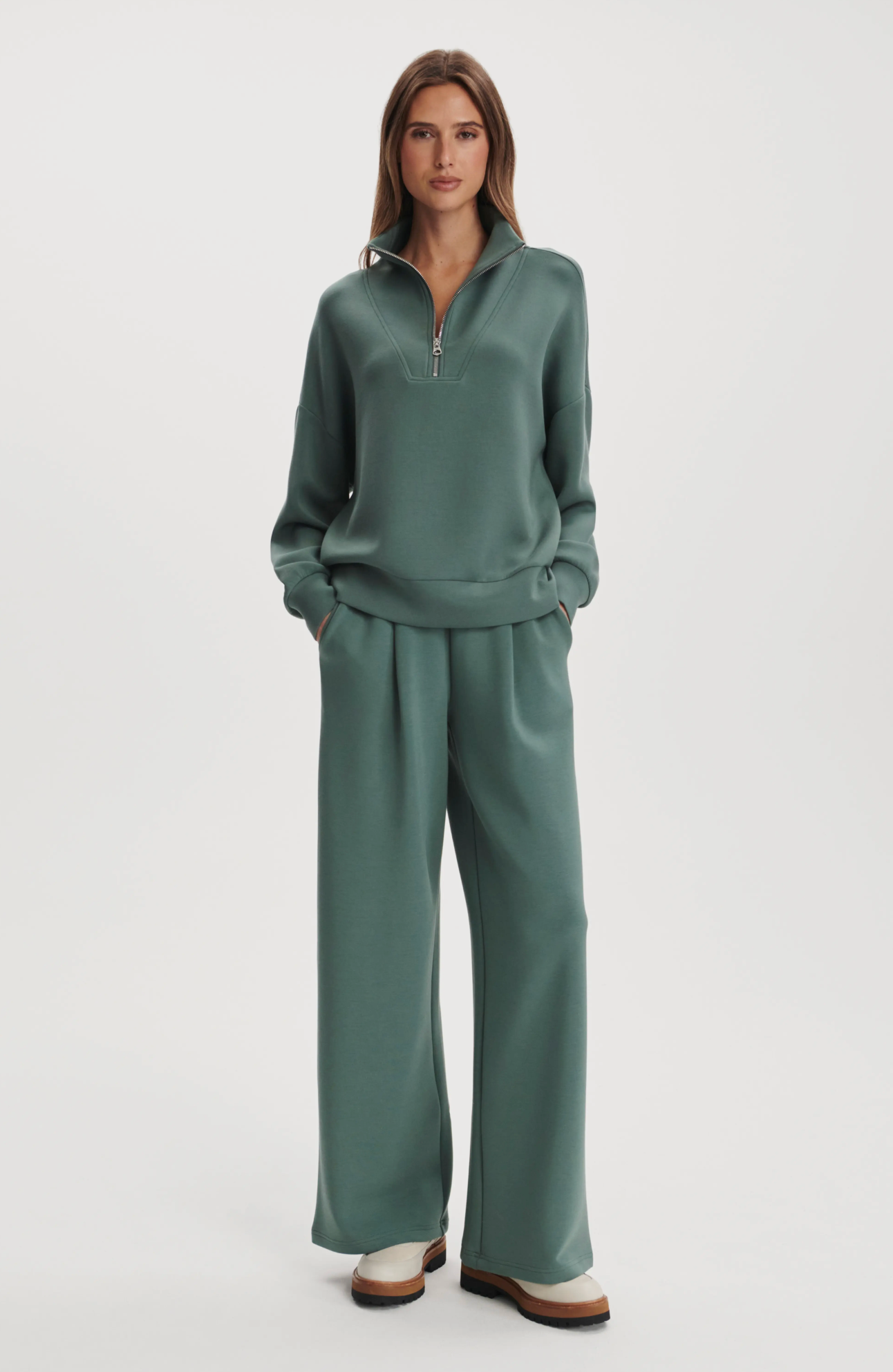 Varley - Hawley Half Zip Sweat - Dark Forest