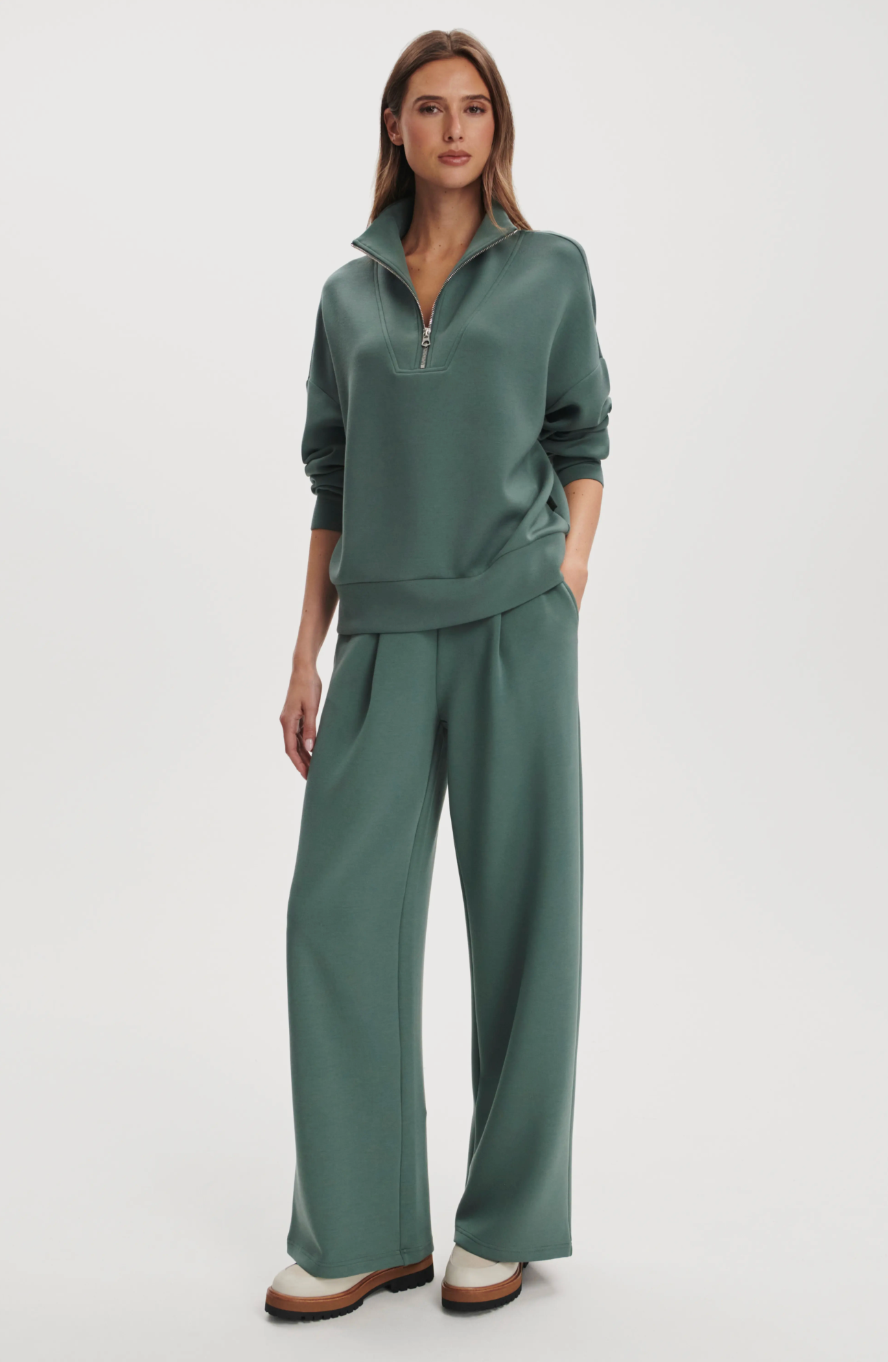 Varley - Hawley Half Zip Sweat - Dark Forest